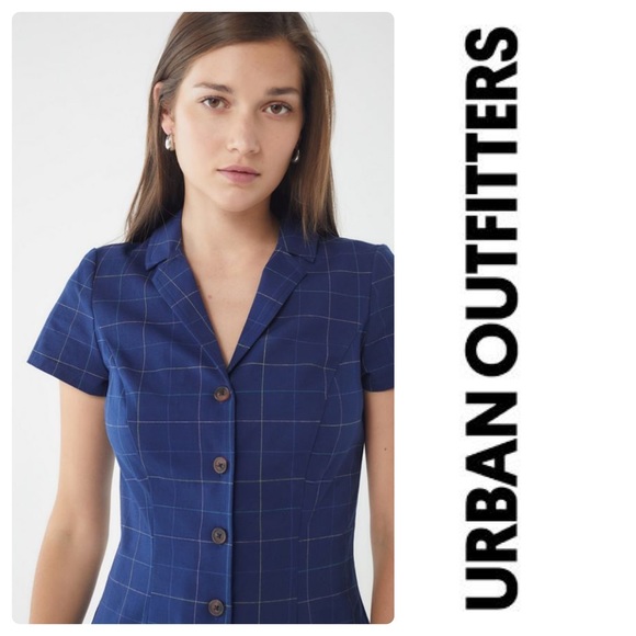 URBAN Outfitters Sonata Plaid Button-Down Romper - Picture 3 of 4